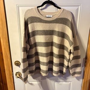 Gilli Cream and Gray Striped Sweater
